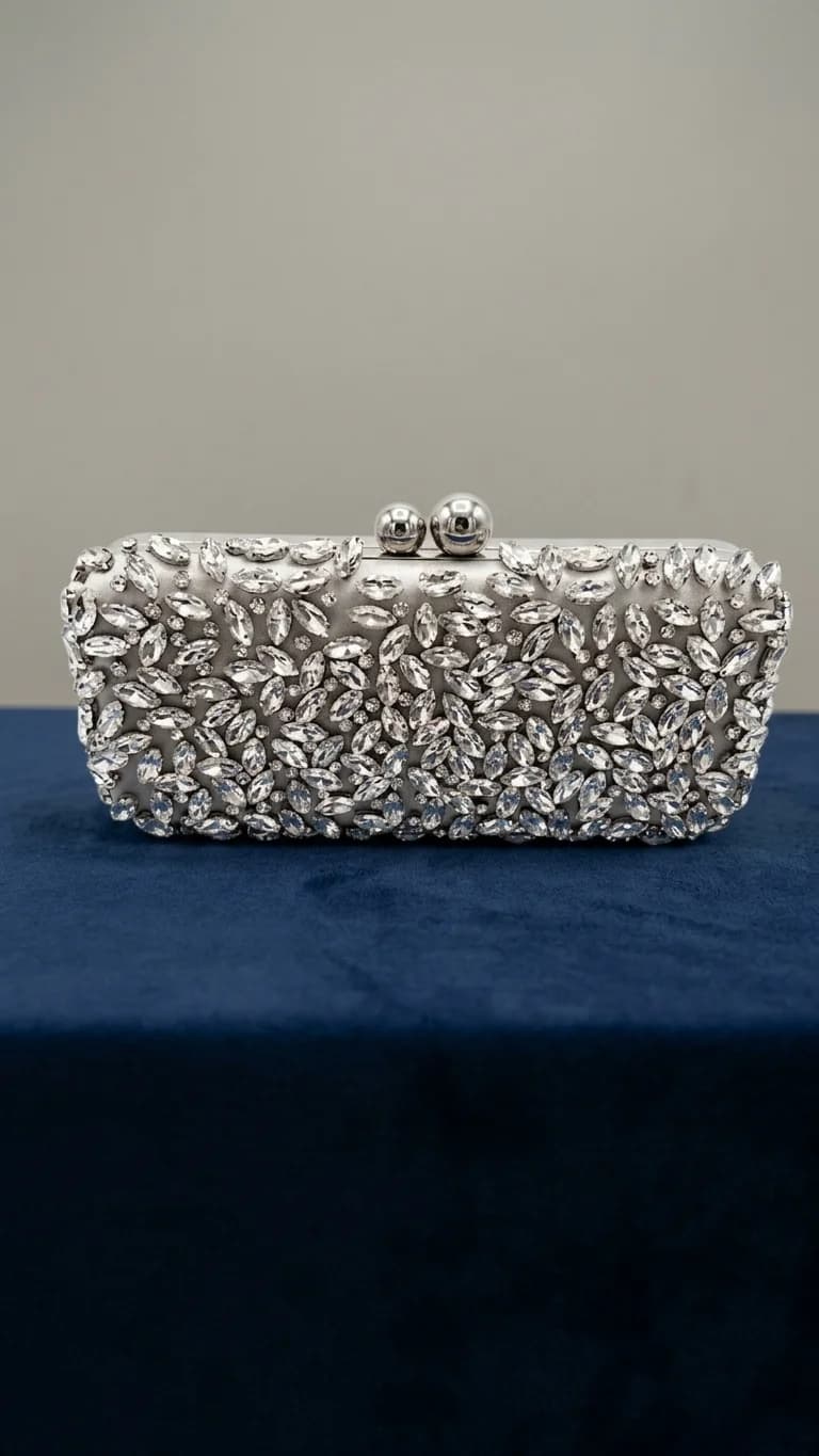 Bolsa Plata floral en color plata