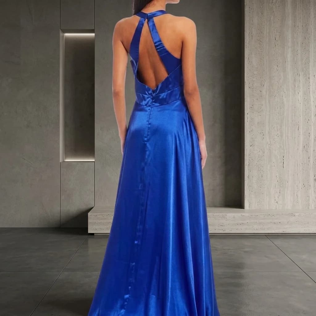 Vestido Azul zafiro en color azul (espalda)