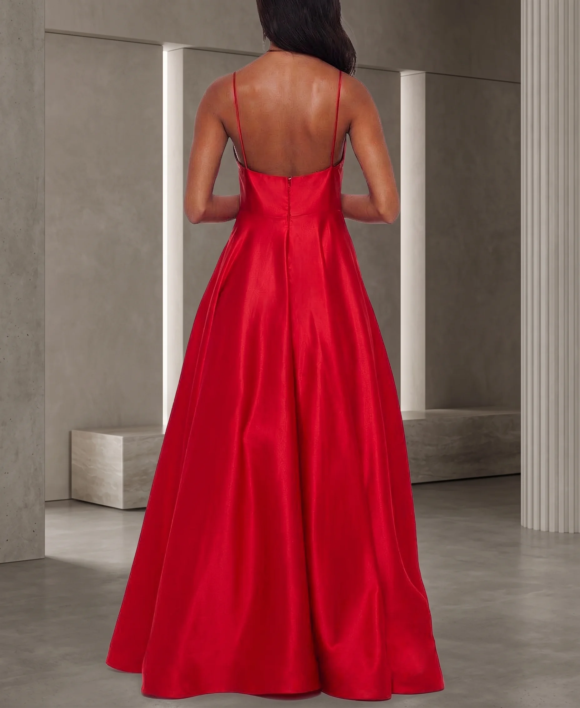 Vestido Rojo vivo en color rojo (espalda)