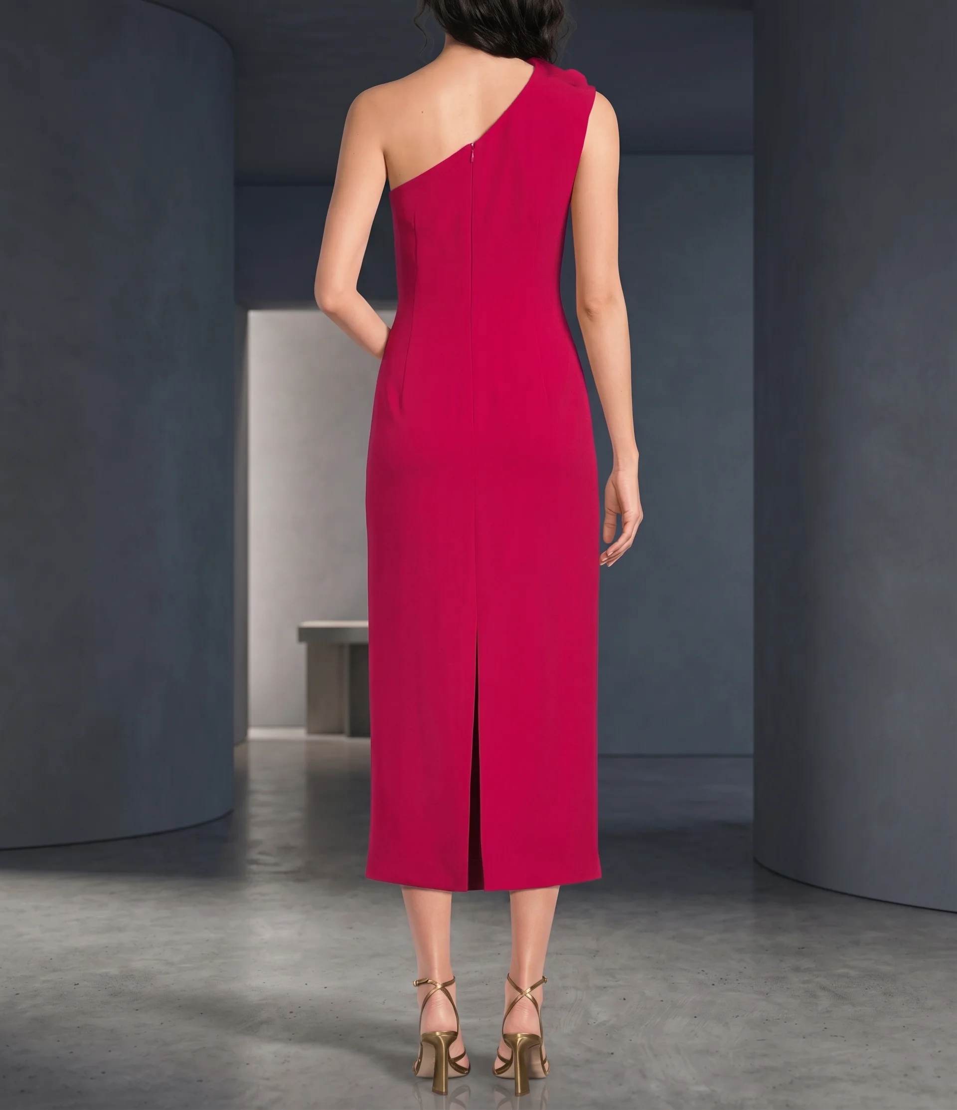 Vestido Rojo frambuesa en color rojo (espalda)