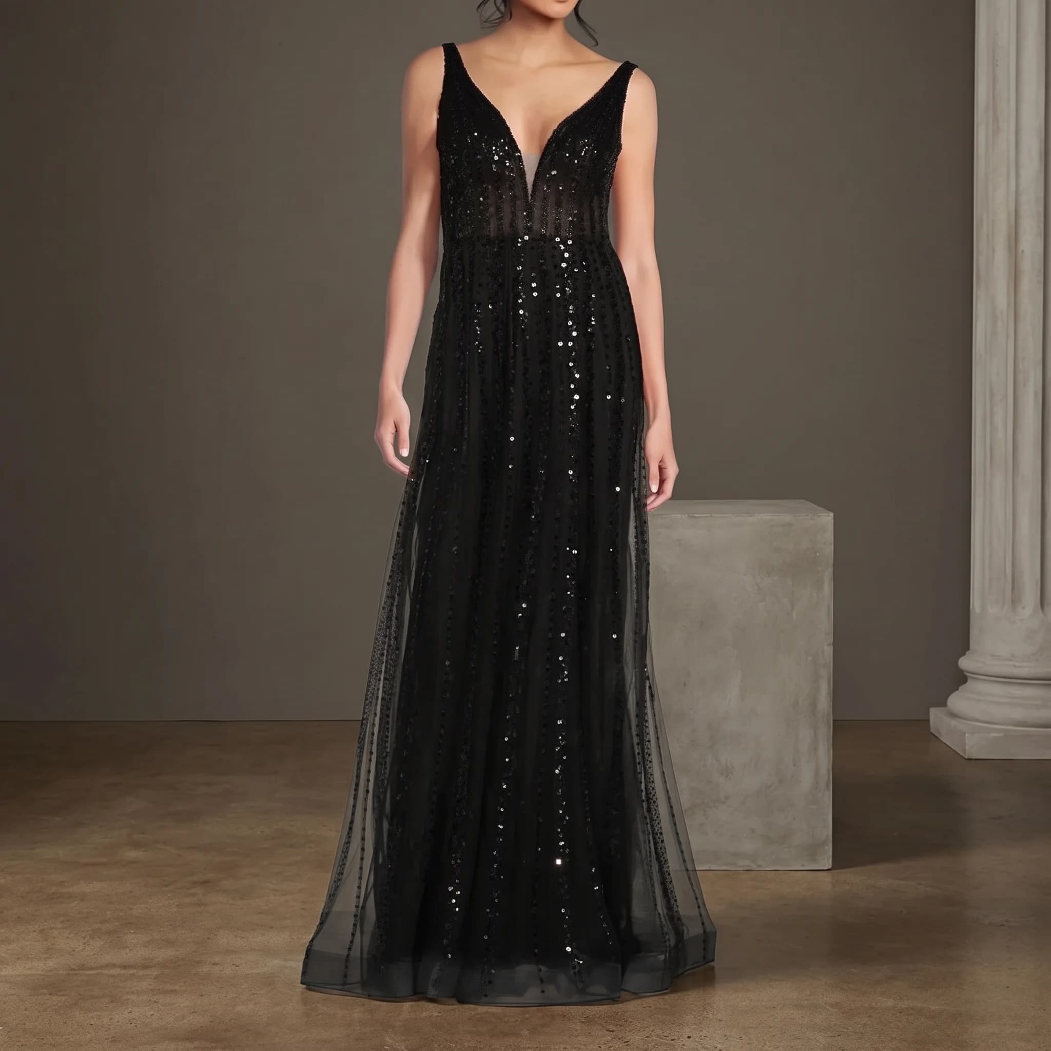 Vestido Negro brillante en color negro
