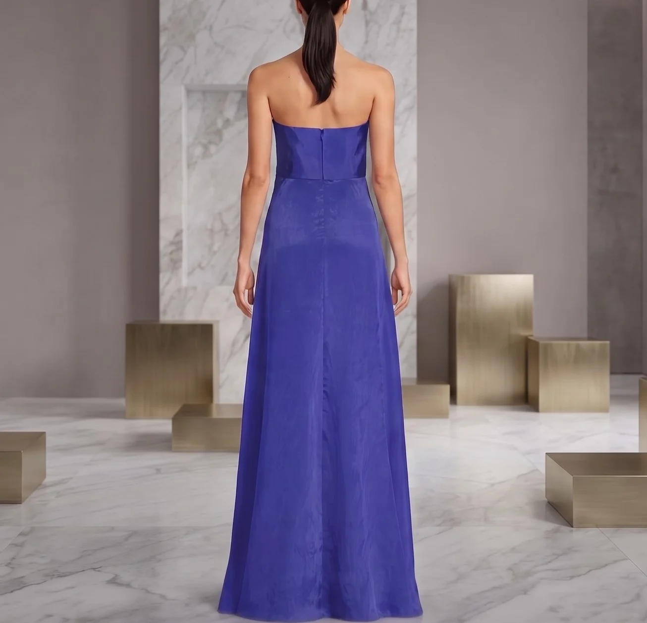 Vestido Azul cobalto en color azul (espalda)