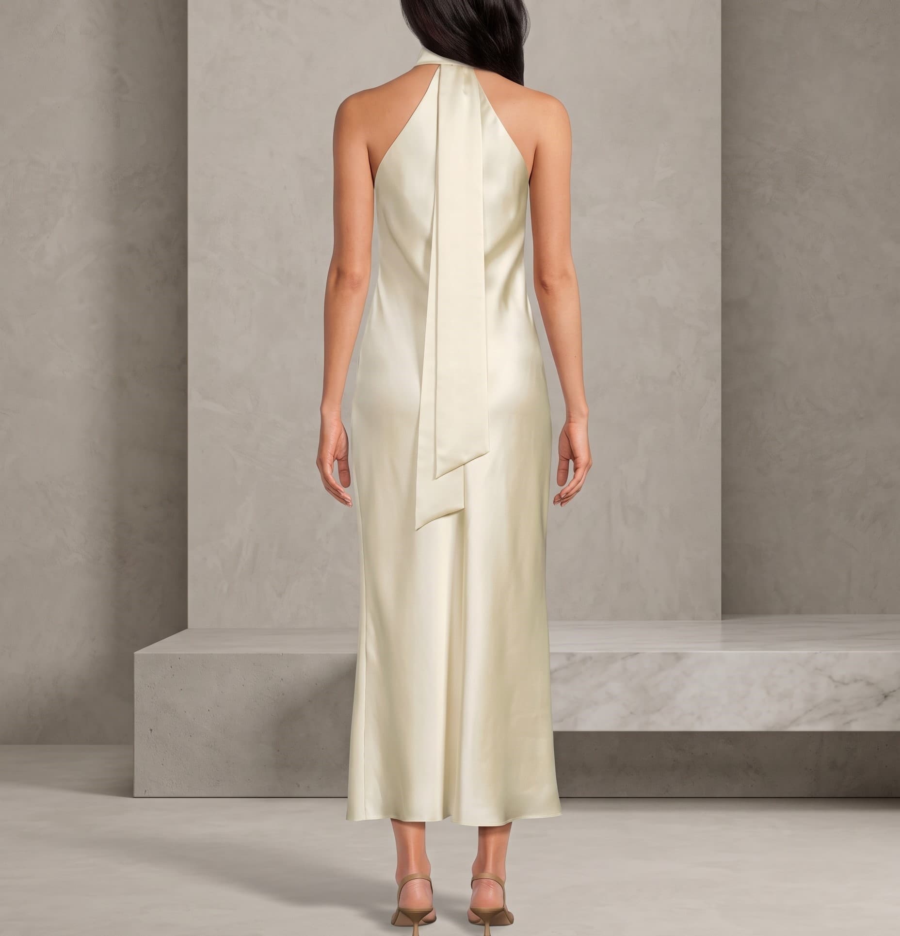 Vestido Marfil en color blanco (espalda)