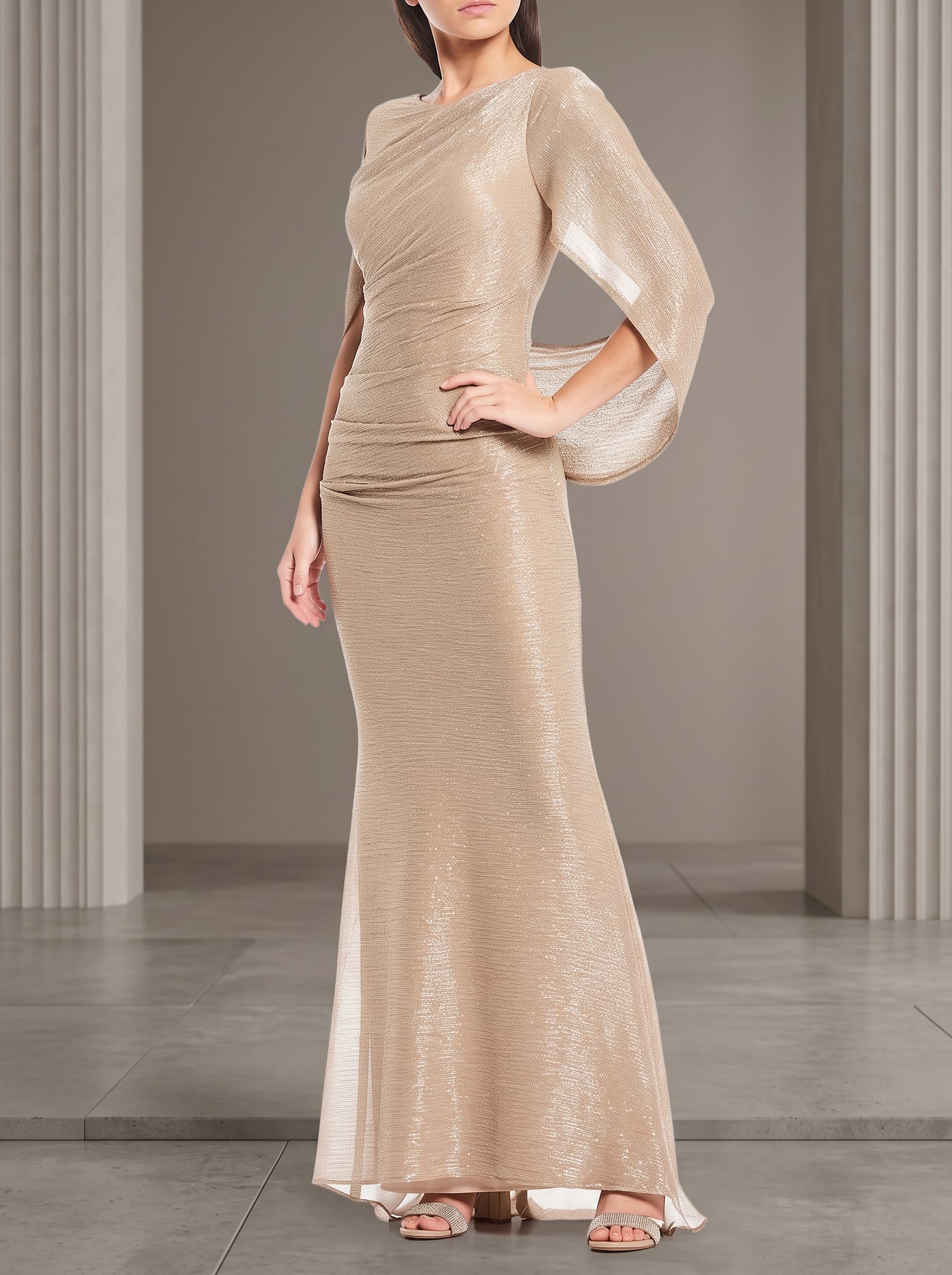 Vestido Champagne dorado en color café