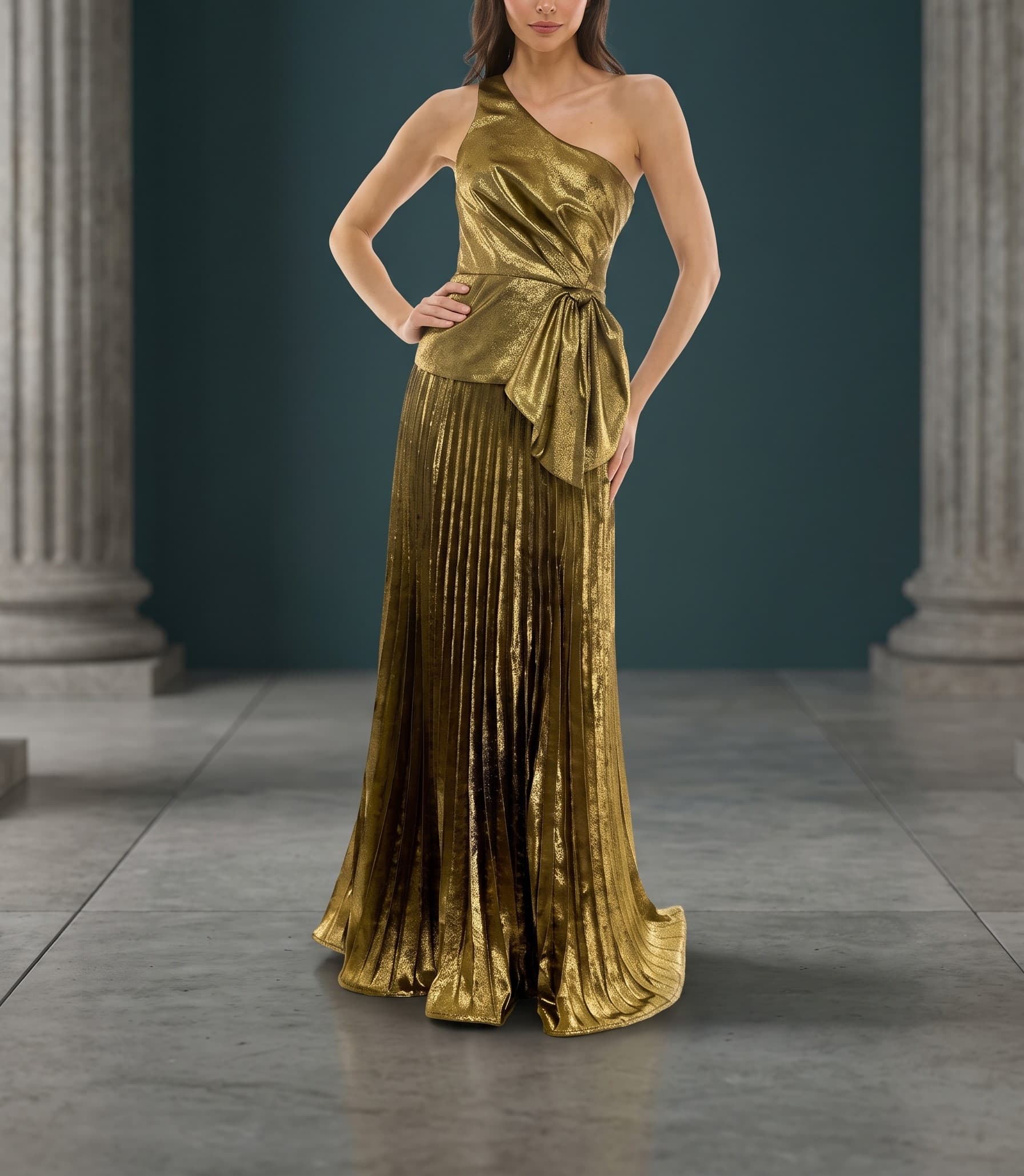 Vestido Dorado bronce en color cafés