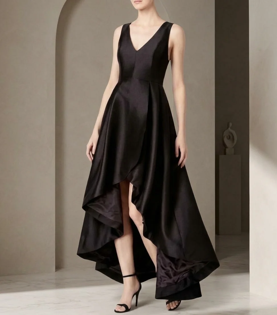 Vestido Negro satín en color negro